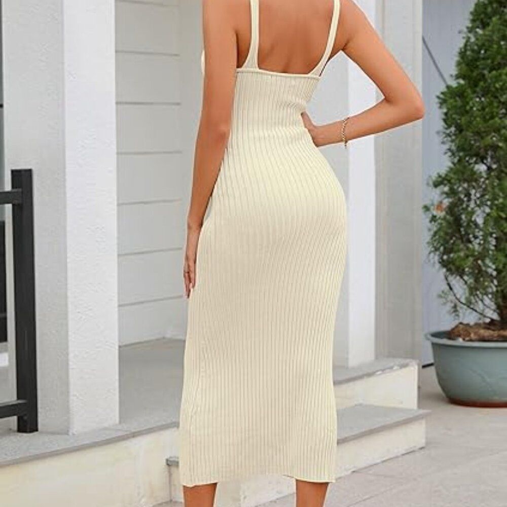 Y2K Sexy Rib-Knit Maxi Tank Dress – Slim Fit Vacation Outfit Maxi Dress - Picture 4 of 8